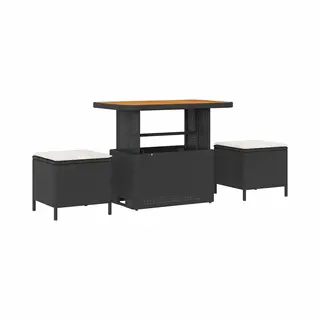 VidaXL Garten Essgruppe Schwarz Poly-Rattan