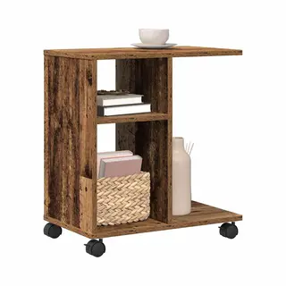 VidaXL Beistelltisch Mit Regal Altholz 50 X 30 X 55 Cm Holzwerkstoff, Stylischer Beistelltisch Für Wohnzimmer, Kompakt, Mobil, Rechteckig, Für