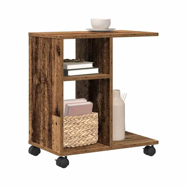 VidaXL Beistelltisch Mit Regal Altholz 50 X 30 X 55 Cm Holzwerkstoff, Stylischer Beistelltisch Für Wohnzimmer, Kompakt, Mobil, Rechteckig, Für thumbnail