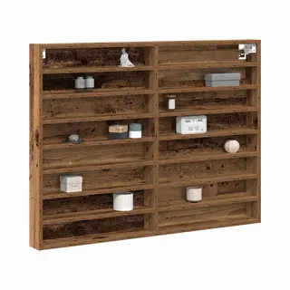 VidaXL Display Cabinet Old Wood 100 X 8.5 X 75 Cm Engineered Wood, Office Storage Solution, Chic Display Cabinet, Modern Wall-Mounted Shelves,