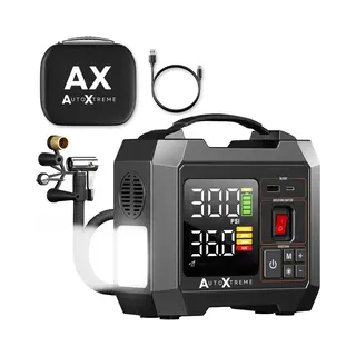 AutoXtreme Luchtcompressor 12V Draagbaar – Air-300 – Mini Compressor & Elektrische Fietspomp Met Drukmeter – Voor Auto, Fiets, Motor & Ballen