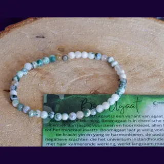 GemsByShy Boom Agaat Armband 4mm - Edelstenen - Perfect Cadeau Voor Vrouwen - Inclusief Uitleg - Spiritueel - Tree Agate - Veiligheid - Rust - Aarding -