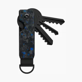 Reqz Products Compacte Sleutelhanger - Sleutel Organizer Incl. Schroevendraaier – Blauw/Zwart (Carbon) - Sleutelhouder Met D-Ring