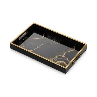 IvoQ Luxe Dienblad – Zwart & Goud – Stijlvol & Duurzaam – 45x30 Cm
