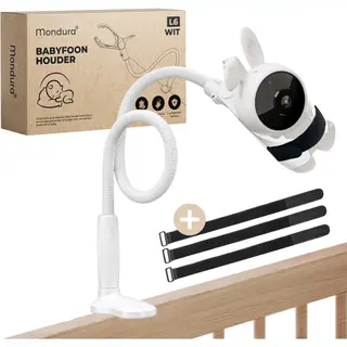 Mondura® - Babyfoon Houder Universeel – Incl. 3 Bandjes – Babyfoonhouder - Babyfoon Standaard – Babyphone - Wit - Leer