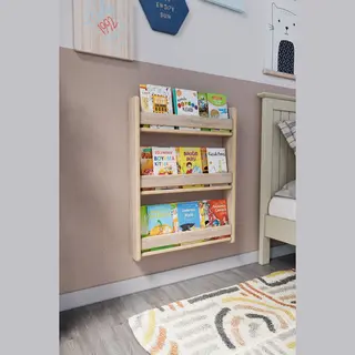 Zeo Wood Boekenkast Kind - Boekenrek Kind - Boekenrek Kinderkamer - Kinderboekenkast - Montessori Boekenkast - 3 Niveaus - Houtkleur