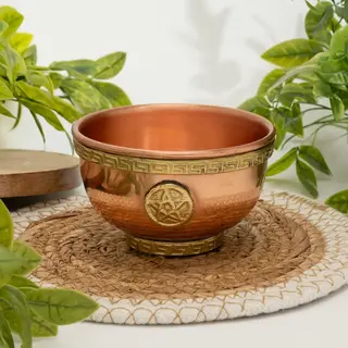 Ayurveda Specialist Puur Koperen Tibetaanse Wierookbrander/offerschaal Pentagram ± 7, 5 Cm