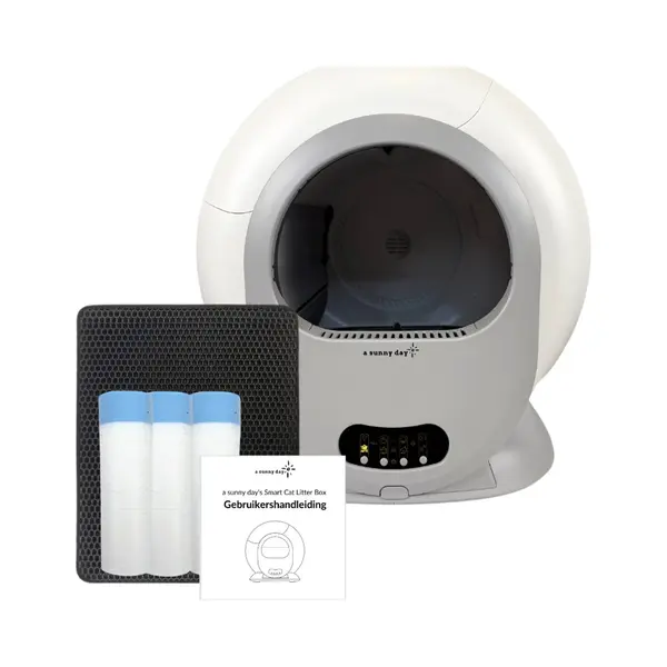 A Sunny Day Automatische Kattenbak Xxl - Inclusief 3 Rollen Afvalzakken, Krabmat En App - Zelfreinigende Kattenbak - Elektrische Kattenbak - 65 Liter thumbnail