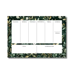 Momentuals Luxe Weekplanner A4 - Afscheurbaar - 50 Vellen - Ongedateerd - Papier Planner - Deskplanner - Bureauplanner - Midnight Garden - Groen &