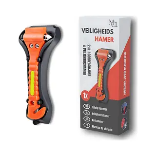 Mci® - Veiligheidshamer - 1 Stuk - Auto Hamer - Noodhamer - 2 In 1 Safety Hammer & Gordelsnijder - Veilig Onderweg - Incl. Houder En
