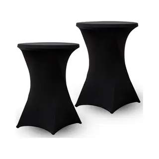 WoonWonder Statafelrok Zwart - 2 Stuks - ∅80-85 X 120cm - Statafelhoes - Wasbaar En Elastisch - Zwart
