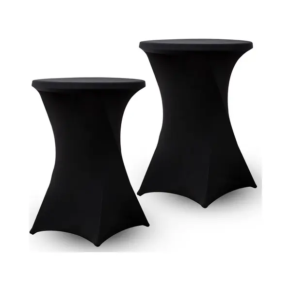 WoonWonder Statafelrok Zwart - 2 Stuks - ∅80-85 X 120cm - Statafelhoes - Wasbaar En Elastisch - Zwart thumbnail