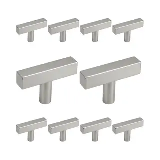 10 X Msqdesign - Kastknop Rvs Zilver T - Kastknop Rvs Kleur - Deurknoppen Zilver Voor Kasten- T - Deurknopjes Zilver - Kastknoppen Zilver - Handgreep