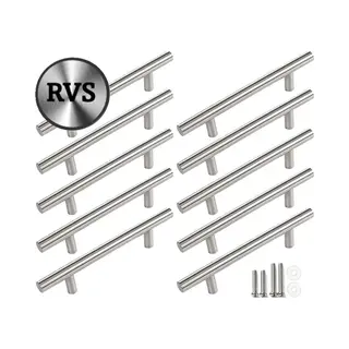 Msqdesign- T Handgrepen Rvs - Handgreep 150mm - Hartafstand 96mm - 10stuks - Handgrepen Kast - Meubelgrepen - Keukengreep - Kastgrepen - Keukenkastjes