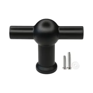 Msqdesign - Kastknop Zwart T - Kastknoppen Zwart - Inclusief Schroeven - Deurknopjes Zwart Voor Kast - T - Deurknop Zwart - Handgreep Zwart -