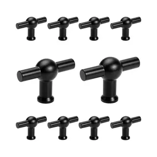 10 X Msqdesign Kastknoppen Zwart T Vorm - Deurknop Zwart - Meubelknop Zwart Voor Keuken , Kast En Deurjes - Zwarte T-vorm Kastknop - Deurknopjes Zwart