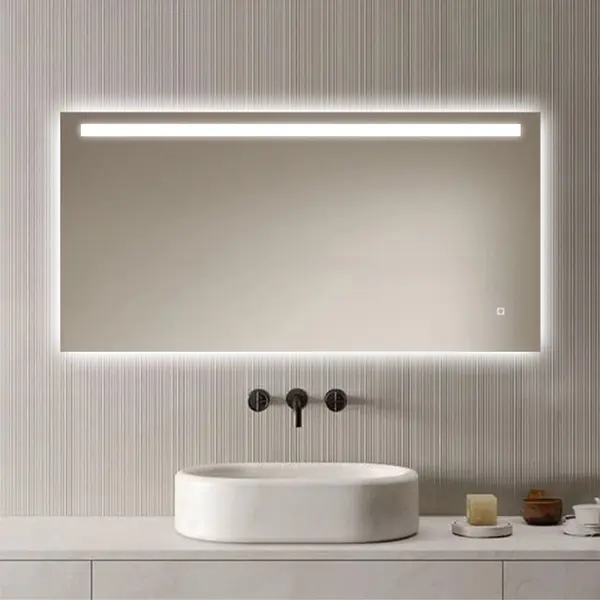 Loxa - Rechthoekige Badkamerspiegel Ambi Led 120x60cm - Dimbaar - 3 Led Standen - Condensvrij Vlak - Duurzame Kwalieit - Eenvoudige Installatie thumbnail