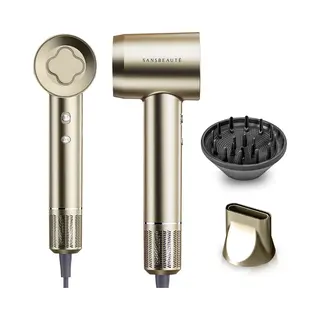Sansbeauté® Föhn Met Diffuser - Krullen - 110.000RPM - Ionische Haardroger Met Borstel - 3 Standen - 3 Opzetstukken - Reisföhn - Sèche Cheveux -