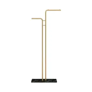 Luxaliving - Kapstok Staand- Zwart Marmeren Voet -Garderoberek - Goud/Zwart5 Haaks - H170 X B60 Cm