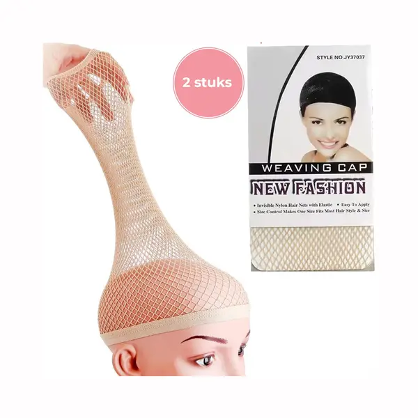 Wigs & More Wig Cap - Haarnetje Pruik - Haarnet Voor Dames Pruiken - 2 Stuks Beige thumbnail
