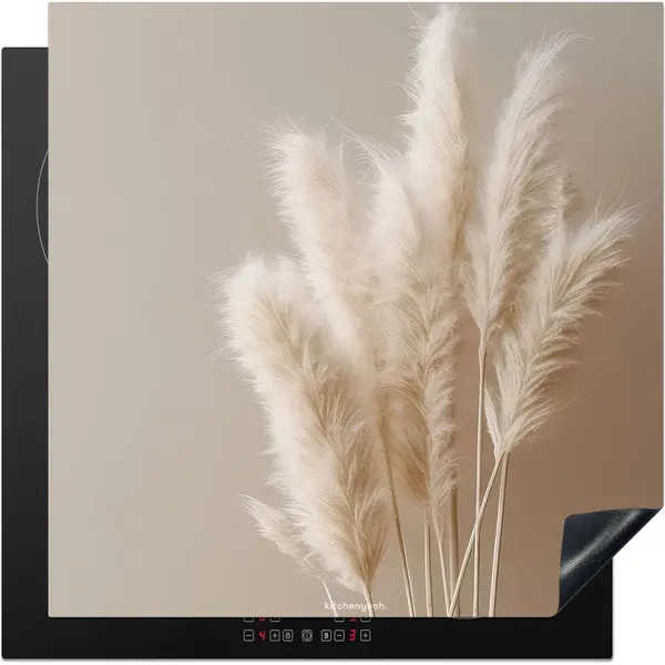 KitchenYeah® Inductie Beschermer 60x60 Cm - Pampas Pluimen - Beige - Pampasgras - Droogbloemen - Afdekplaat Voor Kookplaat - Inductieplaat Mat - thumbnail