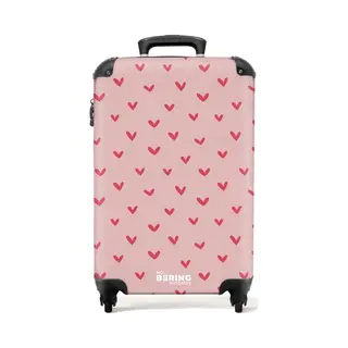NoBoringSuitcases.com© Kinderkoffer Herzmuster Mit Rosa Farben 55x35x20cm, 4 Rollen, Handgepäck-Koffer, Kinderkoffer, Reisekoffer Mädchen