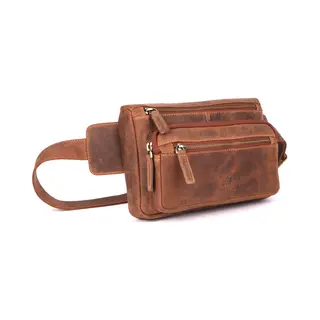 De Lamassu Isla Heuptas Van Echt Leer, Uniseks Heuptas Voor Dames En Heren, Vintage Heuptas, 23 X 16 X 4 Cm, Verstelbare Riem, Geschenkdoos, Tan