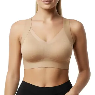 Shapetape Naadloze Comfort Bh - Maat Xl - Beige - Met Bh Vulling - Bamboe Bh - Extra Comfortabele Sport Bh - Zwangerschaps Bh - Bh Met Beugel - Met Push Up -