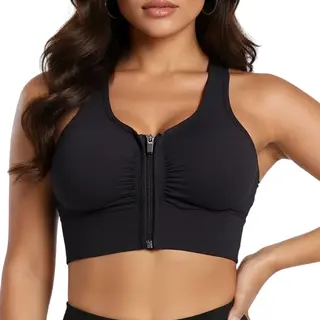 Shapetape Sport Bh Met Rits - Bh Met Voorsluiting - Push Up Bh Zonder Beugel - Maat Xxl - Zwart - Extra Comfortabele Sport Bh - Sport Bh Dames - Shock Absorber