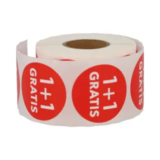 1 + 1 Gratis Stickers 35 Mm - 500 Stuks Op Rol - Kortingsstickers - Afprijs Promotie Reclame Sticker - Actiestickers -Dappaz