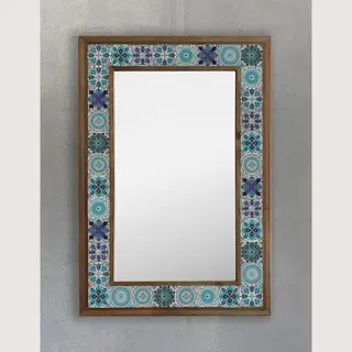 Mak 40 MAK40- Wandspiegel - Wanddecoratie - Woonaccessoires - Home - Huisspiegel - Ingelijste Natuurstenen Mozaïekfiguur - Spiegels - 43X63 Cm. Melisa –