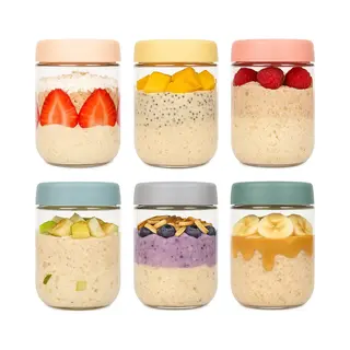Dutchers.® Potjes Van Glas - 6 Stuks - 480ml - Voorraadpotten - Glazen Potjes Met Deksel - Overnight Oats - Muesli Beker - Hygiënisch - Lunchpot -