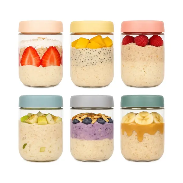 Dutchers.® Potjes Van Glas - 6 Stuks - 480ml - Voorraadpotten - Glazen Potjes Met Deksel - Overnight Oats - Muesli Beker - Hygiënisch - Lunchpot - thumbnail
