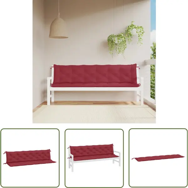 Vidaxl The Living Store - Gartenbank-auflagen 2 Stk. Weinrot 200x50x7 Cm Oxford-gewebe - Sitzkissen - Gartenbankkissen - Outdoorkissen - Balkonkissen - thumbnail