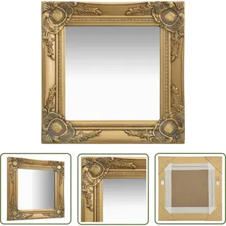VidaXL Barok Spiegel - Wandspiegel - Wandspiegel Barok Stijl 40x40 Cm Goudkleurig - Gouden Spiegel - Houten Spiegel - Salontafel Spiegel