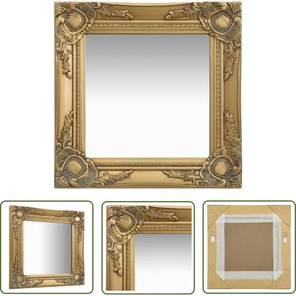 Vidaxl The Living Store - Wandspiegel Im Barock-stil 40x40 Cm Golden - Wandspiegel - Barockstil - Goldener Spiegel - Quadratischer Spiegel - Vintage Spiegel thumbnail