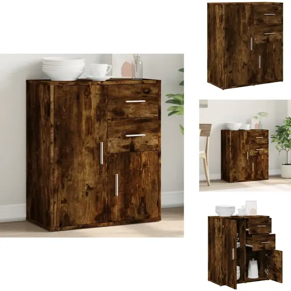Vidaxl Sideboard Räuchereiche 60x31x70 Cm Holzwerkstoff - Sideboard - Wohnzimmermöbel - Holzmöbel - Regal - Schreibtisch - The Living Store thumbnail