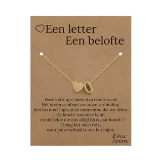 Letter O Ketting Op Cadeau Kaartje - Een Letter, Een Belofte - 45cm Goudkleurig Stainless Steel - Initiaal & Hartje Hanger - Pax Amare