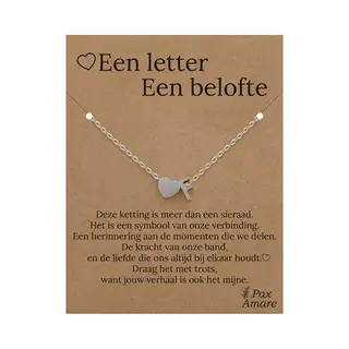 Letter F Ketting Op Cadeau Kaartje - Een Letter, Een Belofte - 45cm Zilverkleurig Stainless Steel - Initiaal & Hartje Hanger - Pax Amare