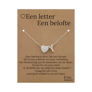 Letter Y Ketting Op Cadeau Kaartje - Een Letter, Een Belofte - 45cm Zilverkleurig Stainless Steel - Initiaal & Hartje Hanger - Pax Amare