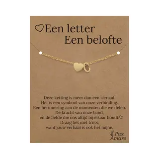 Pax Amare Letter C Armband Op Cadeau Kaartje - Een Letter, Een Belofte - 15, 5cm + 5, 5cm Verstelbaar Goudkleurig Stainless Steel - Initiaal & Hartje Hanger -