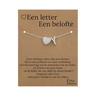 Pax Amare Letter Y Armband Op Cadeau Kaartje - Een Letter, Een Belofte - 15, 5cm + 5, 5cm Verstelbaar Zilverkleurig Stainless Steel - Initiaal & Hartje Hanger -