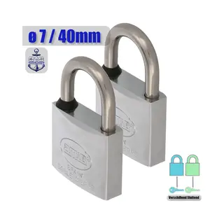 Amig Hangslot Met Sleutel Rvs Ø7/40mm - Standaard Beugel Buiten 2 Stuks