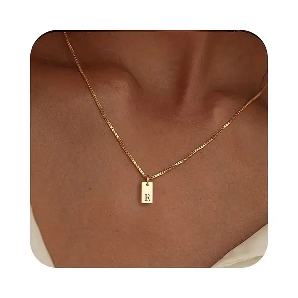 The Jewellery Salon Ketting Met Initiaal - Stainless Steel - Letter R - Minimalistisch Sieraad - Waterproof - Fijne Damesketting - thumbnail