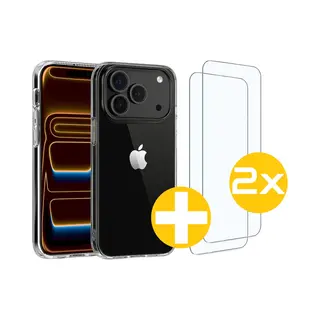 Lennexo Hoesje En Screenprotector Combi Geschikt Voor IPhone 17 Pro Max - Transparant Hoesje + 2x Screenprotector