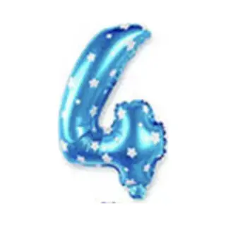 Scoby - Cijferballon - Folieballon - 41cm - Blauw - Cijfer 4