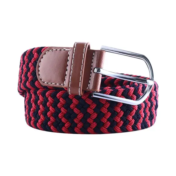 Scoby - Elastische Geweven Riem - Gevlochten Riem - Stretch Belt - Rekbaar - Zwart/Rood thumbnail