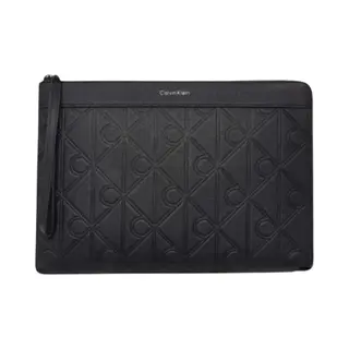 Calvin Klein Aktentas 'Calvin Klein Xl Emblem Aop Emboss Medium Zip Borsa' Zwart