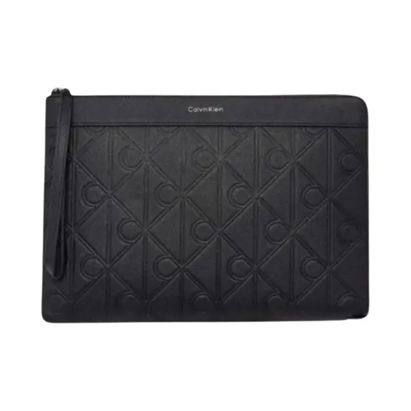 Calvin Klein Aktentas 'Calvin Klein Xl Emblem Aop Emboss Medium Zip Borsa' Zwart thumbnail