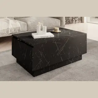 Meubella Salontafel Micha - Zwart Marmerlook - 90 Cm